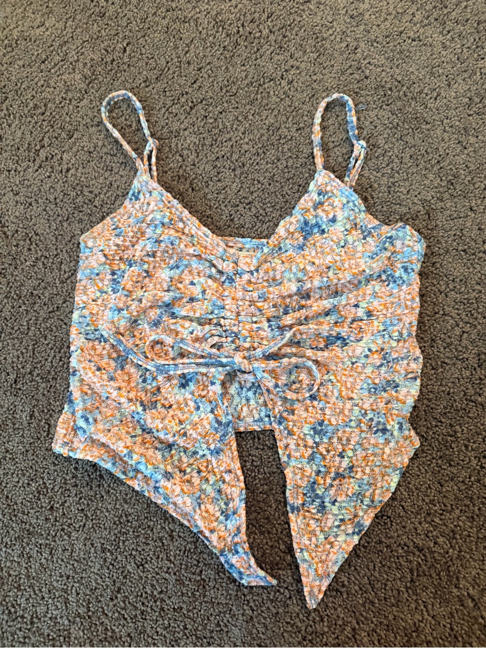 American Eagle Outfitters Floral Crop Top in Blue and Orange